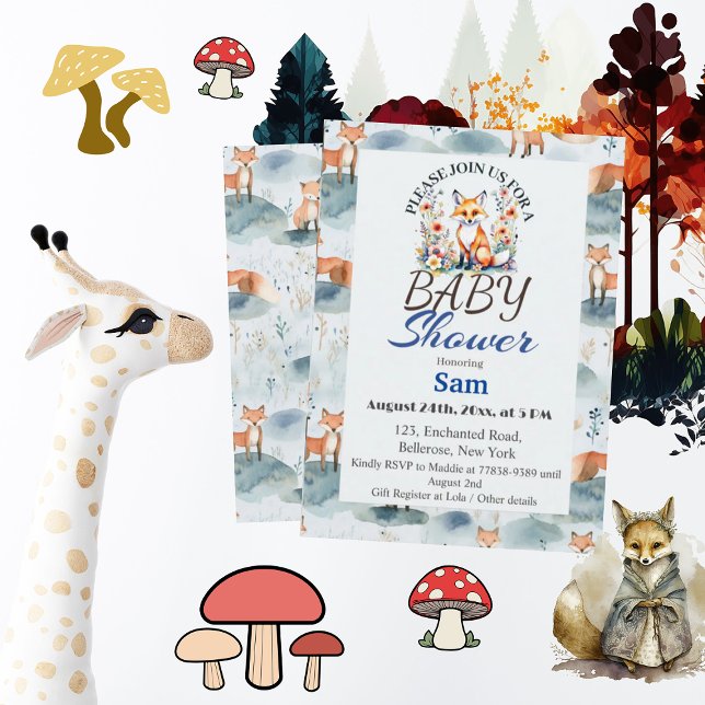 Convite Chá de fraldas de Bebê de Cor Azul (Criador carregado)