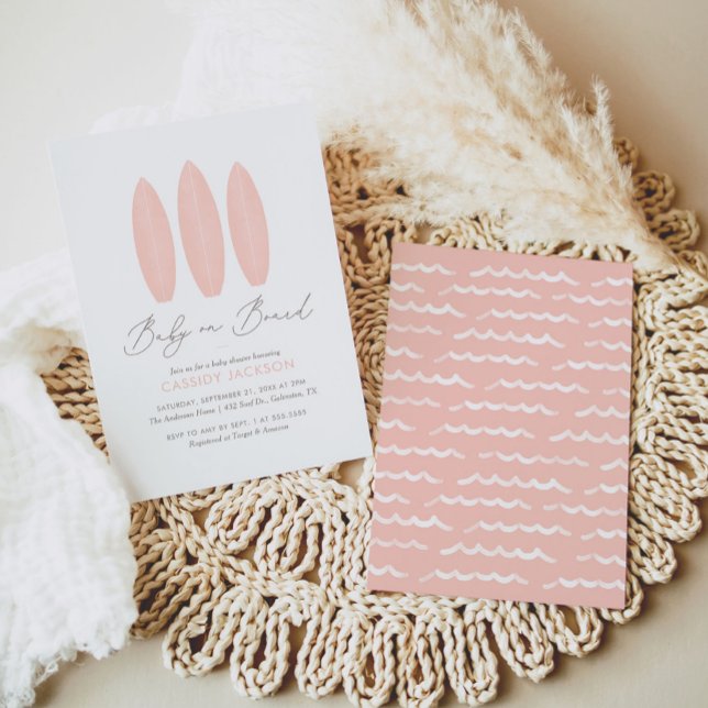 Convite Chá de fraldas de bebê rosa-Conselho (Criador carregado)