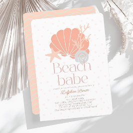 Convite Chá de fraldas de Bee Seashell Pink Girl