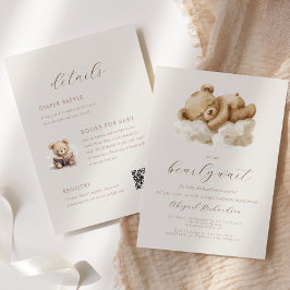 Convite Chá de fraldas de bege All-in-One do Urso de Água