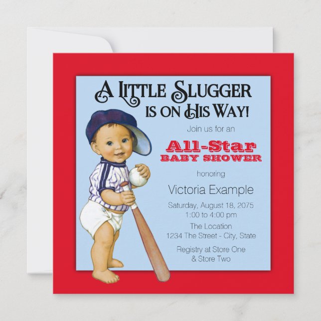 Convite Chá de fraldas de beisebol (Frente)