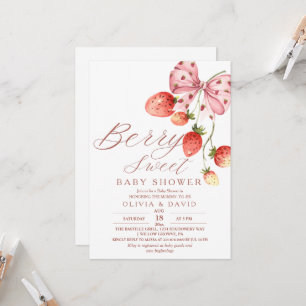 Convite Chá de fraldas de Berry elegante Strawberry