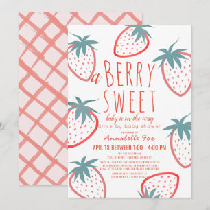 Convite Chá de fraldas de Berry Sweet Strawberry Red