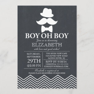 Convite Chá de fraldas de bigode de pequeno homem moderno