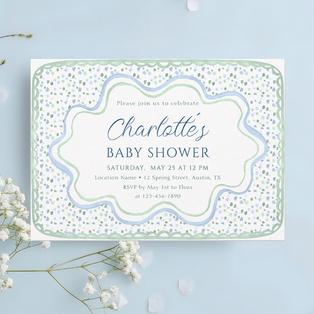 Convite Chá de fraldas de Blue e Green Boy Sage (Criador carregado)