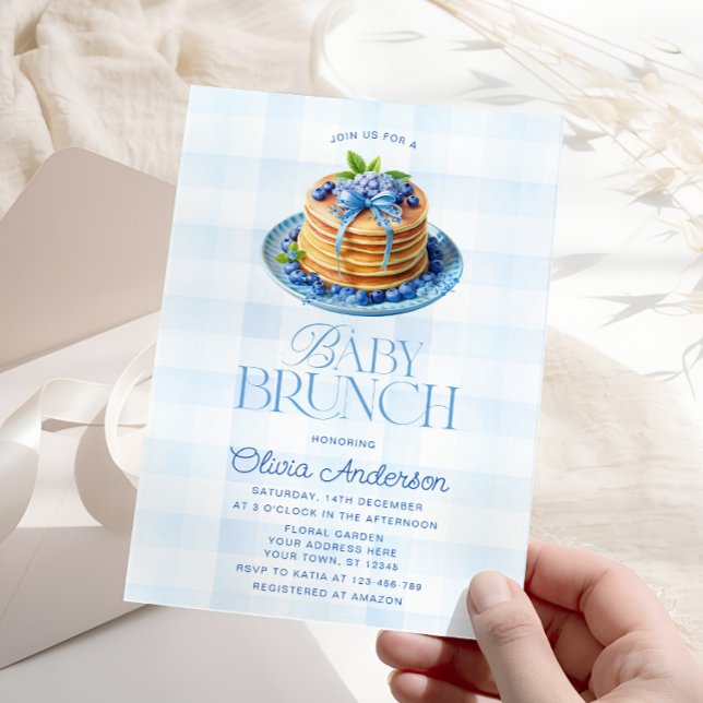 Convite Chá de fraldas de Blueberry Pancake Baby Brunch (Criador carregado)