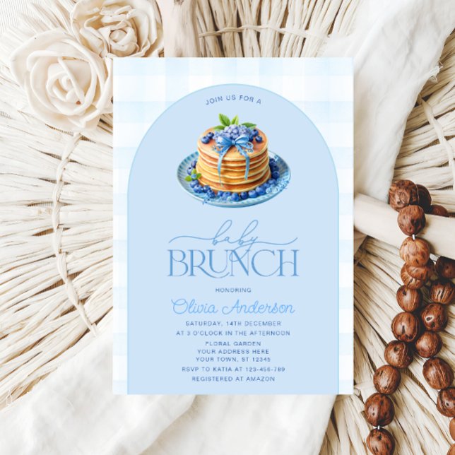 Convite Chá de fraldas de Blueberry Pancake Baby Brunch (Criador carregado)