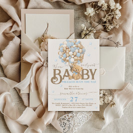 Convite Chá de fraldas de Boho Blue Balloon Boy