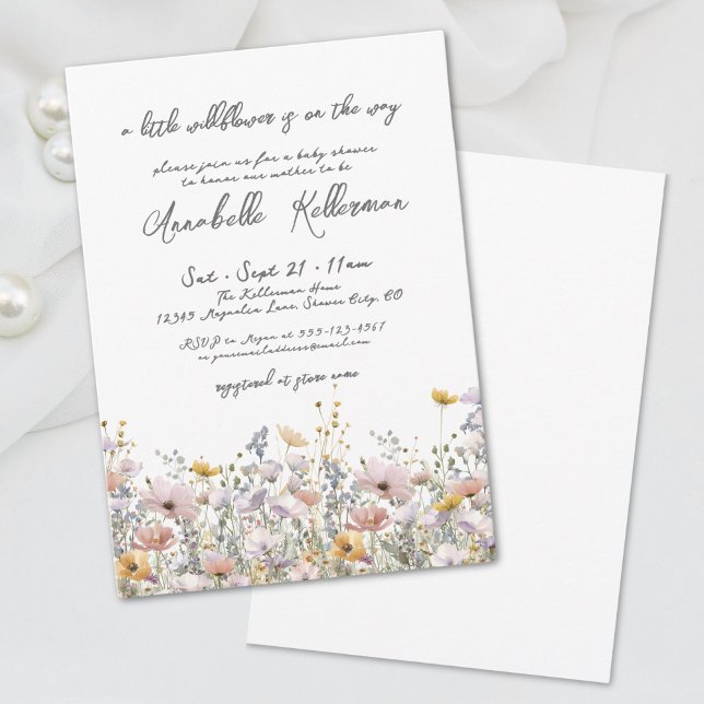 Convite Chá de fraldas de Boho Botânico de Flores Selvagen (Wildflower Botanical Floral Boho Baby Shower Invitation)