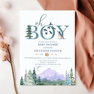 Convite Chá de fraldas de Boho da Floresta de Woodland Wat