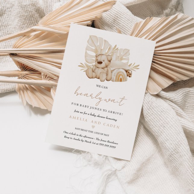 Convite Chá de fraldas de Boho de Espera Inicial (Criador carregado)