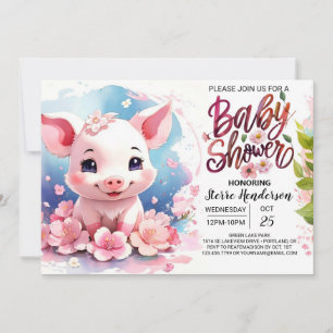 Convite Chá de fraldas de Boho Farmyard Blooms, de Piggy