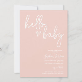 Convite Chá de fraldas de Boho Moderno Mínimo e Rosa Blush