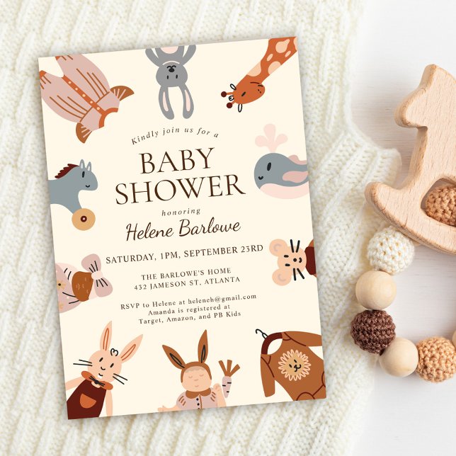 Convite Chá de fraldas de Boho Neutro de Gênero Cujo (Cute Gender Neutral Boho Baby Shower Invitation)
