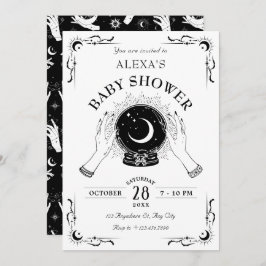 Convite Chá de fraldas de bola de cristal de magia branca 