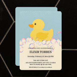 Convite Chá de fraldas de Bolhas de Rubber Ducky