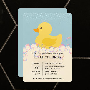 Convite Chá de fraldas de Bolhas de Rubber Ducky