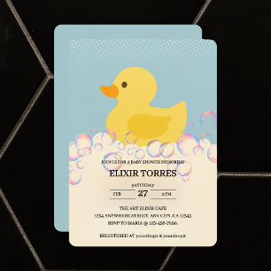 Convite Chá de fraldas de Bolhas de Rubber Ducky