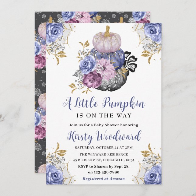 Convite Chá de fraldas de Bombeiros Florais do Halloween (Frente/Verso)