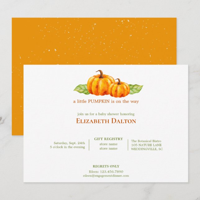 Convite Chá de fraldas de Bombeiros Laranja de Cor Marinha (Frente/Verso)