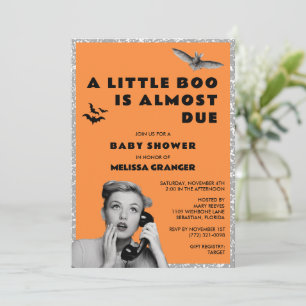 Convite Chá de fraldas de Boo Halloween