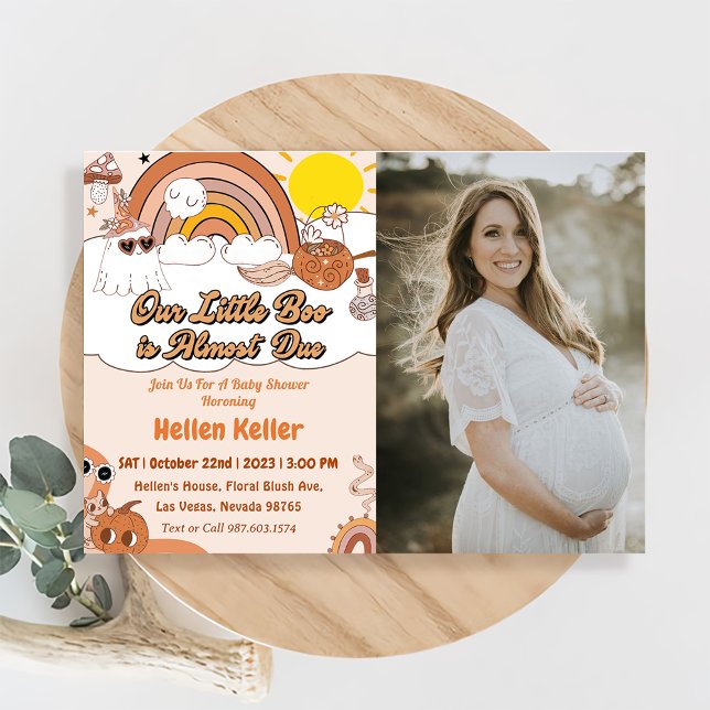 Convite Chá de fraldas De Boo Nosso Pequeno Boo Está Quase (Criador carregado)