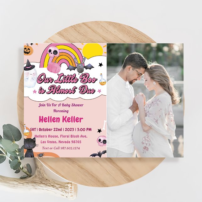 Convite Chá de fraldas De Boo Nosso Pequeno Boo Está Quase (Criador carregado)