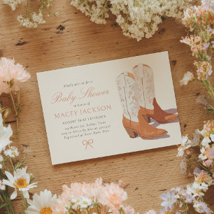Convite Chá de fraldas de Boots da Garota Floral Rosa