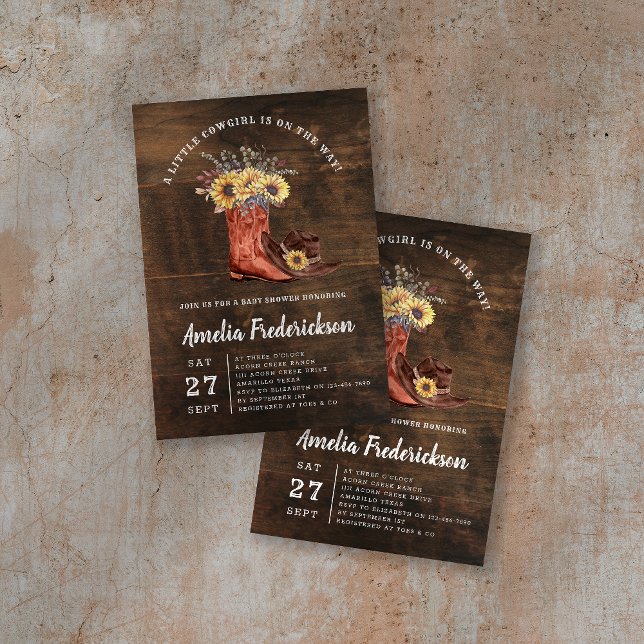 Convite Chá de fraldas de Boots da Pequena Cowgirl (Criador carregado)