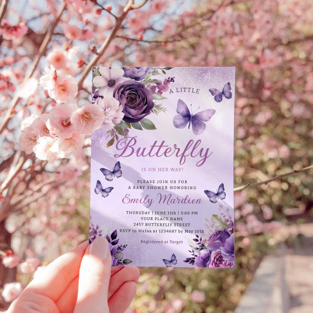 Convite Chá de fraldas de Borboleta Floral de Chic Waterco (Criador carregado)