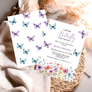 Convite Chá de fraldas de Borboleta Floral Pastel