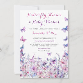 Convite Chá de fraldas de borboleta roxa