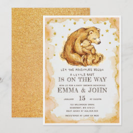 Convite Chá de fraldas de brilho do Urso de Aquarela