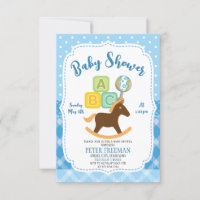 Chá de fraldas de Brinquedos Azul e Branco