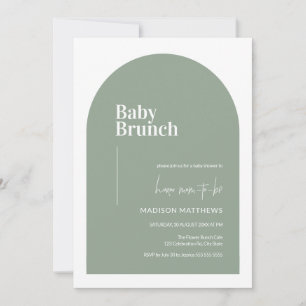 Convite Chá de fraldas de Brunch do Bebê Mínimo Verde Sage