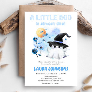 Convite Chá de fraldas de Bruxa Fantasma Blue Little Boo