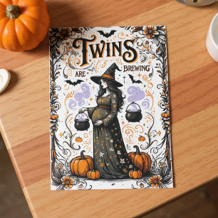 Convite Chá de fraldas De Bruxas De Halloween - Os Gêmeos