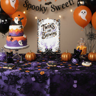 Convite Chá de fraldas De Bruxas De Halloween - Os Gêmeos 