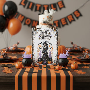 Convite Chá de fraldas De Bruxas De Halloween - Triplets E