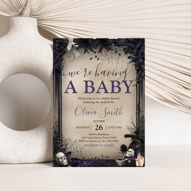 Convite Chá de fraldas de Bruxo Gótico Witchy (Witchy Baby Shower Invitation
)