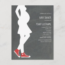 Convite Chá de fraldas de Bump Bebê para Criadores Vermelh