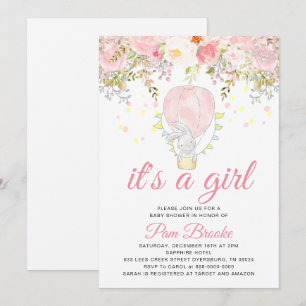 Convite Chá de fraldas de Bunny do Woodland Hot Air Ballo