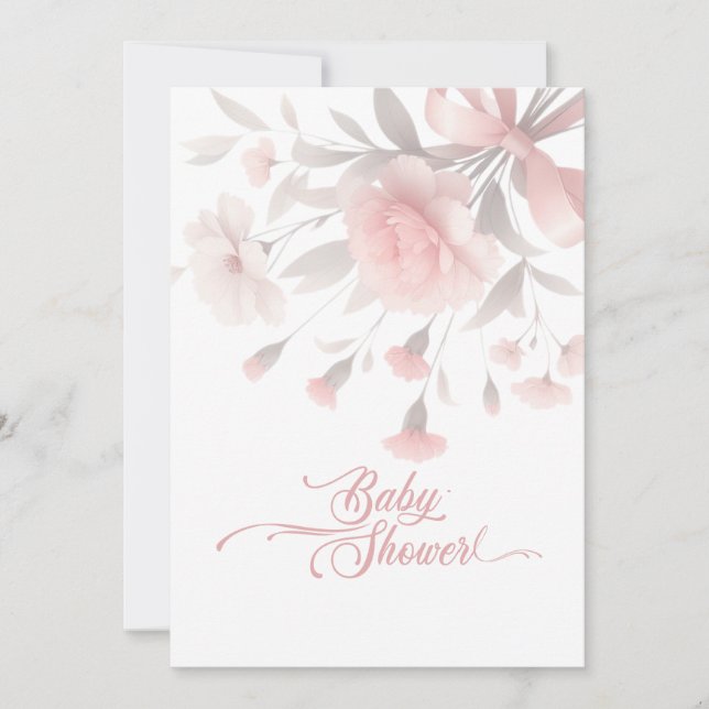 Convite Chá de fraldas de Buquê de Aquarela Elegante (Frente)