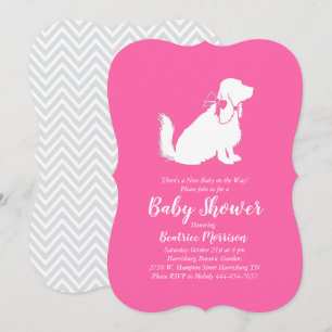 Convite Chá de fraldas De Cachorro De Cocker Spaniel Rosa