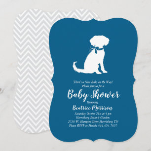 Convite Chá de fraldas de Cachorro de Schnoodle Azul