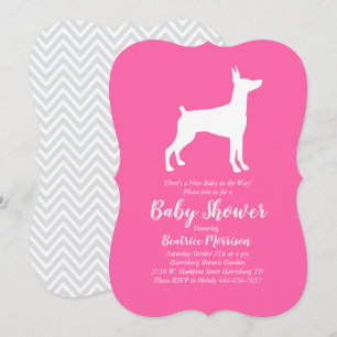 Convite Chá de fraldas De Cachorro Doberman Pinscher Garo