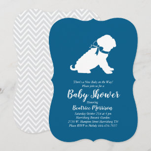 Convite Chá de fraldas de Cachorro Shar Pei Blue Boy