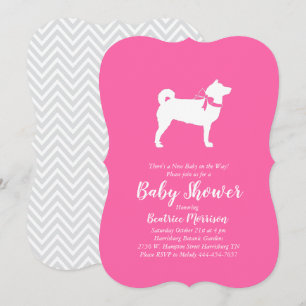 Convite Chá de fraldas De Cachorro Shiba Inu Rosa