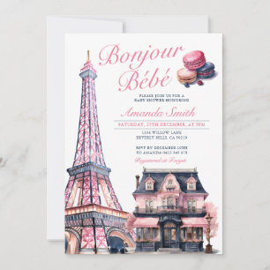 Convite Chá de fraldas de Café Parisiense Bonjour Bebe