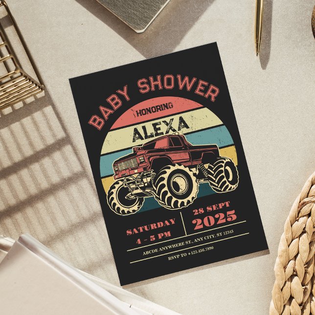 Convite Chá de fraldas de caminhão grande (Criador carregado)